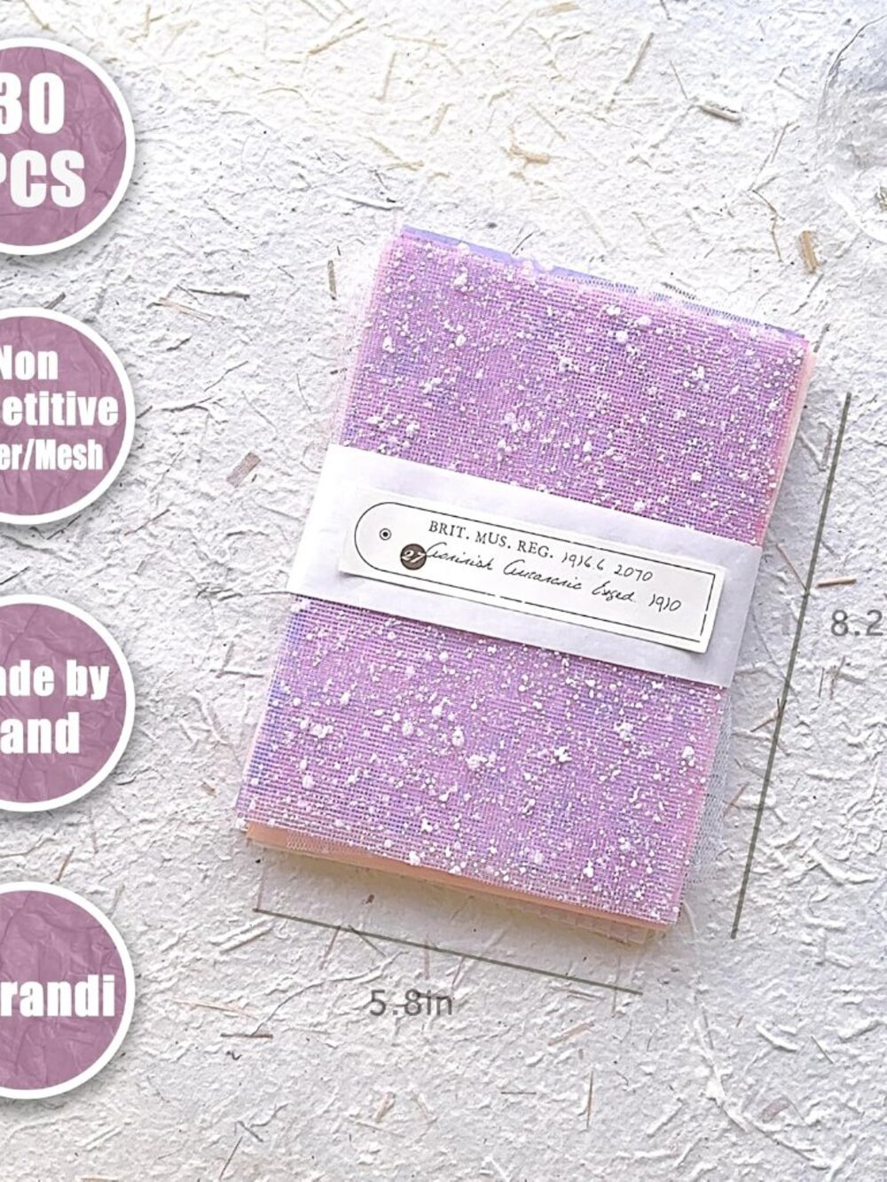 30Pcs Handmade Textured Scrapbook Paper&Mesh Fabric set - Unique A5 sheet Craft - Picture 3 of 6